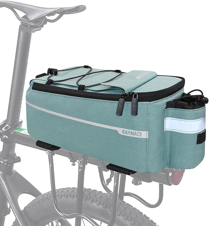 RAYMACE Bike Rear Rack Bag, Bike Trunk Cooler Bag, Bicycle Pannier for Warm or Cold Items(Viridian Green)