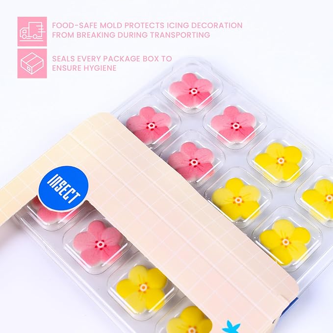 16 Pcs Edible Flowers Cake Decorations, Pink Yellow Edible Sugar Flowers, Edible Flower for Baking, Spring Theme Parties, Birthday, Wedding, and Baby Showers(0.87 Inch)