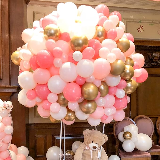 Voircoloria 105pcs Light Pink Balloons 12inch Pastel Pink Balloons for Boys Girls Birthday Baby Shower Gender Reveal Wedding Decorations