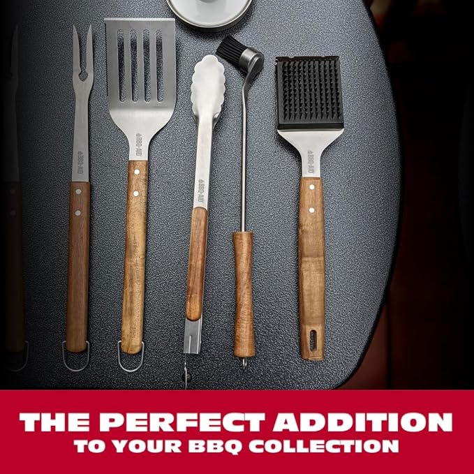 BBQ-AID Silicone Basting Brush for Grilling - Premium Acacia Wood Sauce Brush for BBQ & Smoking - Heat Resistant Marinade & Meat Brush - Dishwasher Safe Cooking Brush - Perfect For Fathers Day Gift