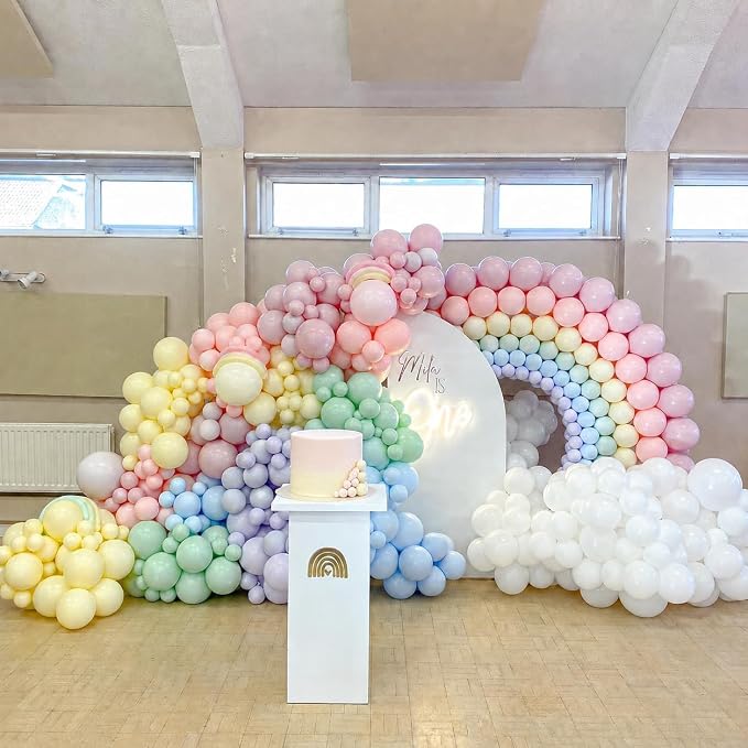 450Pcs Pastel Balloons Garland Arch Kit - 18 12 10 5 Inch Different Sizes Colorful Macaron Assorted Colors Latex Balloon for Baby Shower Girls Spring Birthday Easter Party Decorations