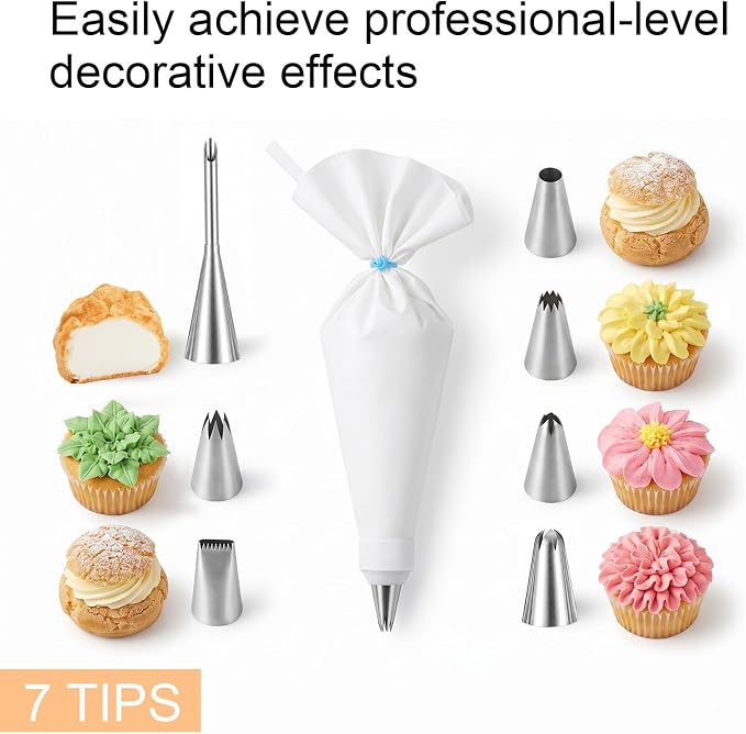 18 Pcs Reusable Piping Bags and Tips Set, 16 Inch Cotton | Pastry Bags and Tips Frosting Piping Kit for Cake Decorating, Cupcakes, Cookies | Durable Exterior, Easy to Clean