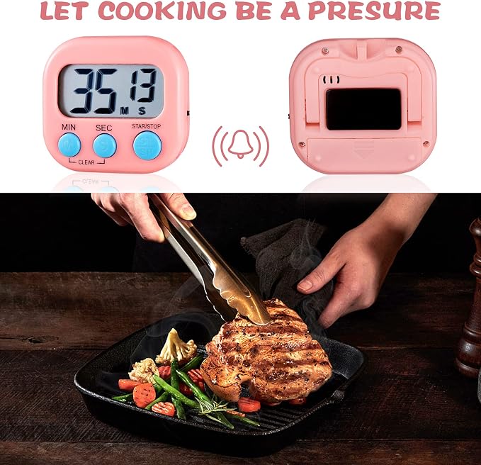 4Pieces Digital Kitchen Timer,Cooking Timer,Countdown Timer Big Digits,Loud Alarm Timers,Magnetic Back and ON/Off Switch,Classroom Timers for Teachers Kids,Minute Second Count Up Countdown.