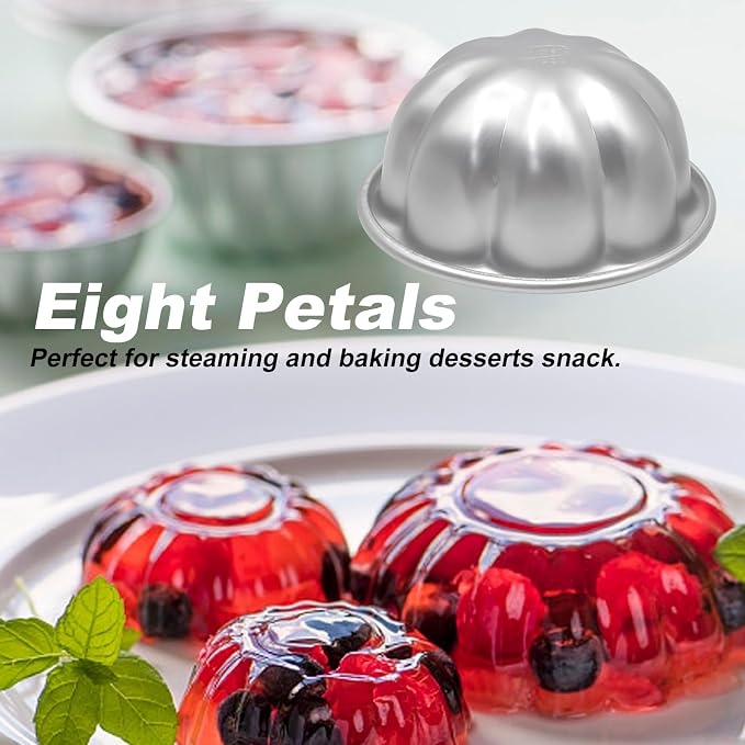 6PCS Egg Tart Molds Flower Shape Nonstick Pudding Pan Cupcake Muffin Cups, Pudding Jelly Molds, Reusable Cake Tartlets, Aluminum Alloy Cake Tartlets Baking Tool