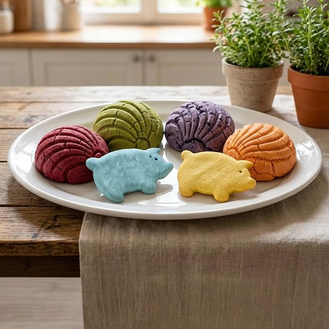 4PCS Mexican Bread Concha Cutter & Pig Cookie Cutter Set - Includes Stainless Steel Concha Stamp Mold and Fun Durable Cookie Stamps for Baking Cookies - Perfect Donut Biscuit Cutters Baking Supplies
