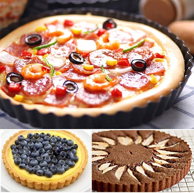 Gutsdoor Tart Pan 12 Inch with Removable Bottom Quiche Pan Nonstick Round Pie Pans for Baking Kitchen