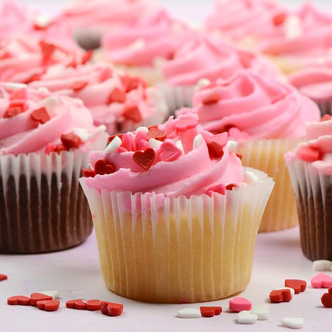 Twisweet Heart Sprinkles for Cake Decorating, Edible Red Pink White Sugar Sprinkles, Mix Baking Candy, Cupcake Topper Cookie Ice Cream Cake Decorations, Valentine Mother's Day Birthday Wedding Party Supplies (100g/3.53oz)