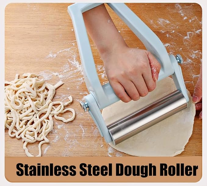 Rolling Pin with Adjustable Labor for Baking,Non-Stick Stainless Steel Dough Roller with Handle,Baking Rolling Pin for Pizza,Crust,Cookie Pasta,Dumpling,Pie,Dough Baker Roller for Kitchen