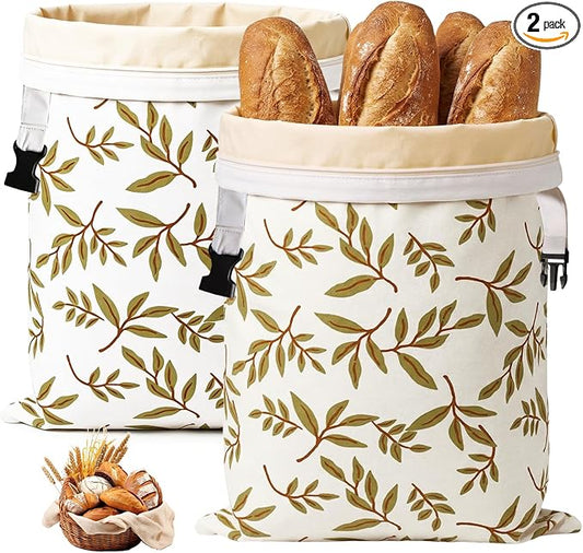 Reusable Beeswax Bread Bags for Sourdough, XL Eco-Friendly Fresh Food Storage with Zipper(13x17in, 2 Pack) | Keep Loaves Fresh Longer, Freezer Safe & Airtight, Natural, Zero Waste