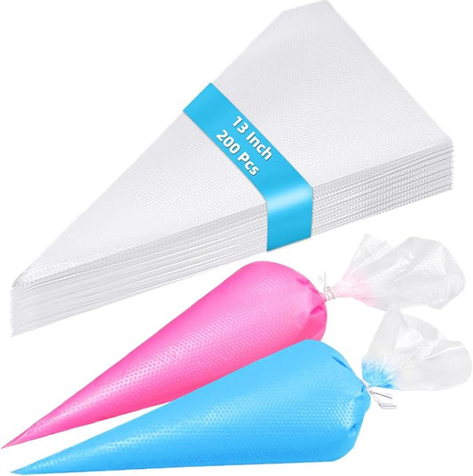 Disposable Piping Bags,13 Inch Anti Burst Pastry Bags - Icing Piping Bags for Frosting - Suitable for Baking and Cake Decorating (200Pcs)