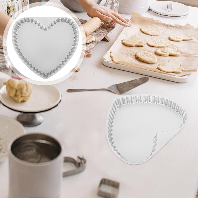 Zerodeko 8.18 Inch Heart Shaped Cake Pan Nonstick Baking Mold with Removable Bottom for Cheesecakes Pies Tarts and Diy Pizza
