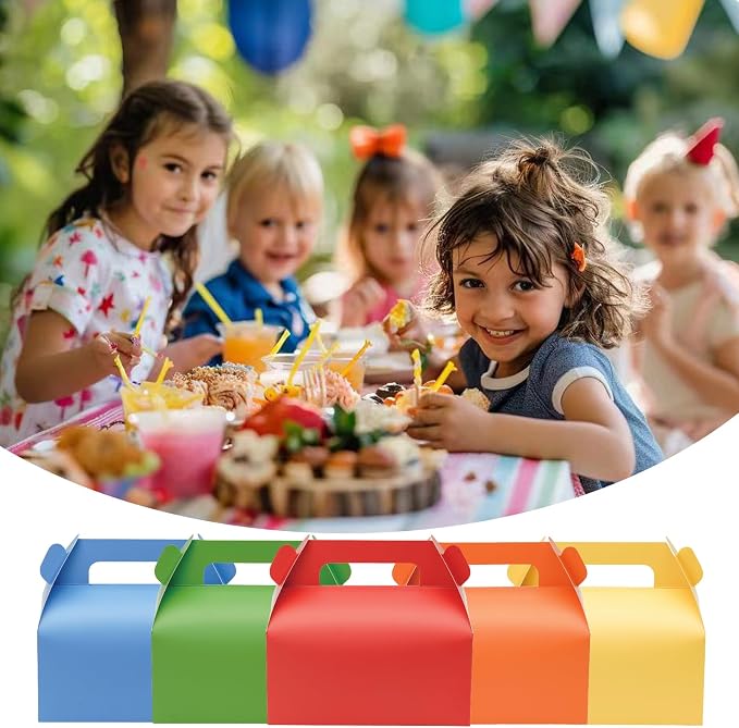 UnicoPak 30 Pack Yellow Party Favor Bag Boxes, Gable Gift Boxes for Candies Treats Goodies Cookies, Ideal for Yellow Party Favors, Themed Birthday Party, Valentine's Day, 6.5x3.5x3.5 Inches