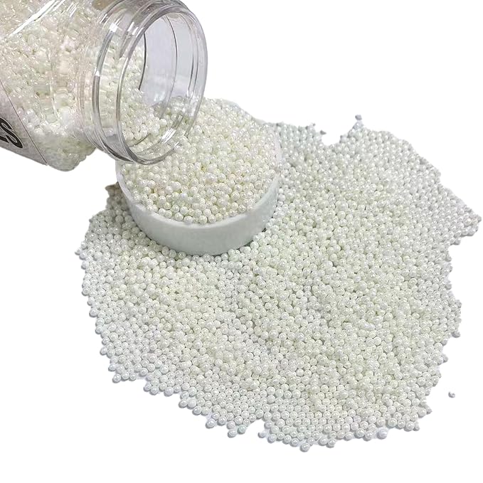 PhilaeEC White Nonpareils Sprinkle 2mm Mini Peals Sprinkle Edible for Cake Decoration Cupcake Topper Cookie Baking Decorations Halloween Christmas Valentine Supplies