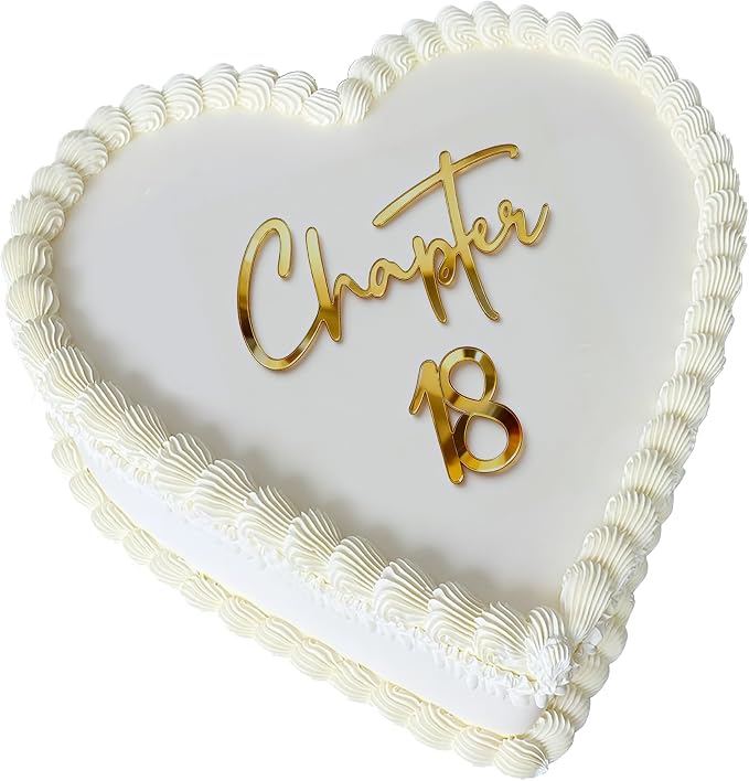 Chapter 18 Cake Topper – Acrylic 18th Birthday Cake Decoration for Girls & Boys, Happy 18 Cake Topper for Party, Modern Coming of Age Birthday Decor (chapter 18 golden)