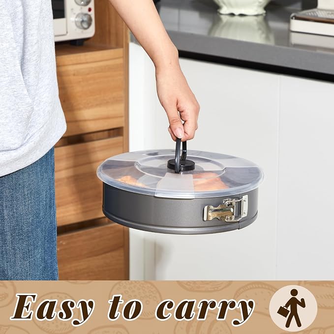 Teenyyou 1 Pcs 10 in Springform Cheesecake Pan with Lid and Removed Bottom Gray Non Stick Round Cake Pan Travel Friendly Carbon Steel Bakeware for Pie Cake Pizza