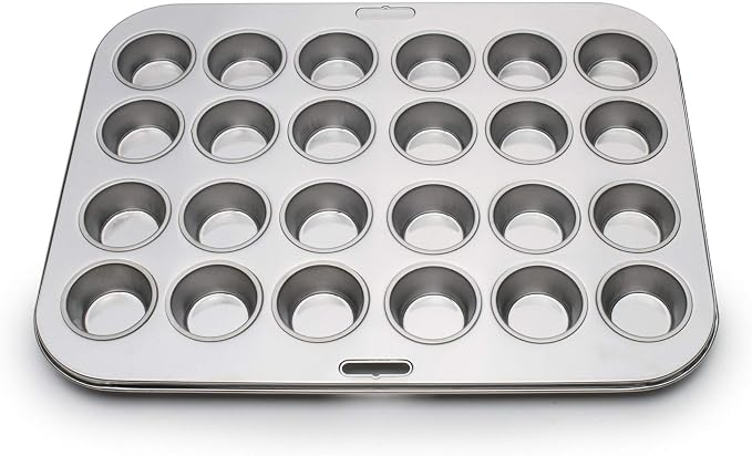 Fox Run Mini Muffin and Cupcake Pan, 24 Mini Cups, Stainless Steel Baking Pan, 10.5 x 13.75 x 1.5 inches