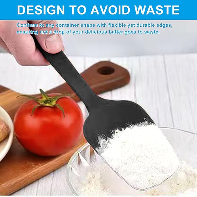 11in Heat Resistant Silicone Spatula,High Temp Flexible Kitchen Scrapers Food Grade Bowl Scrapers,Seamless Baking Supplies Scratch-Proof for Scraping Non-Stick Pans Cooking(Black2)
