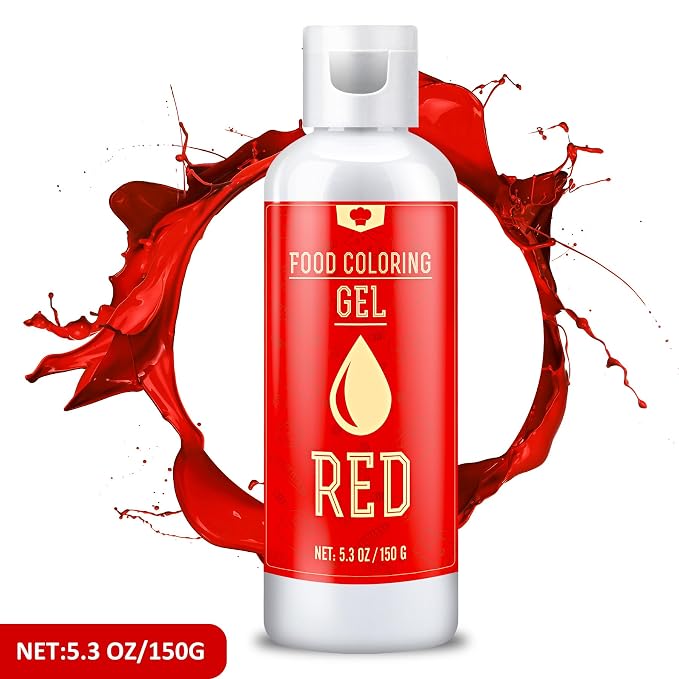 Gel Food Coloring - 5.3oz Vivid Food Coloring Gel for Baking, Cake Decorating, Icing, Cookie, Fondant and Macaron - Tasteless Food Color Dye for Frosting, Easter Egg, Soap Making and Crafts (Red)