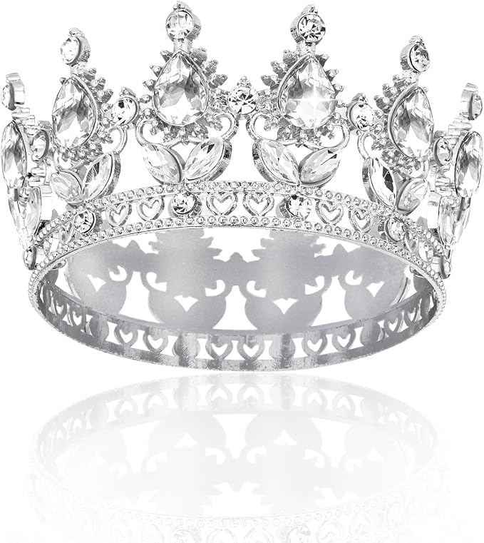 Silver Crown Cake Topper Happy Birthday Cake Toppers Wedding Cake Toppers Mini Crowns for Flower Bouquets Party Decorations