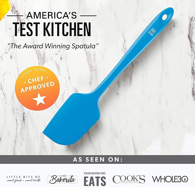 DI ORO Silicone Spatula - 600°F Heat-Resistant Rubber Kitchen Spatula for Baking, Scraping, & Mixing - BPA Free Nonstick Cookware Safe Flexible Utensil for Cooking - Seamless & Dishwasher Safe (Blue)