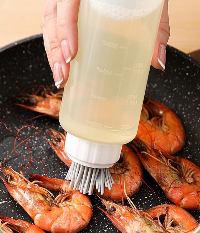 Food - Grade Silicone Oil Brush Bottle | Soft Heat - Resistant, Reusable Basting Tool With Scale, Outdoor Grill Oil Dispenser | Kitchen Squeeze Bottle, Non - Shedding (175ml 2pcs)