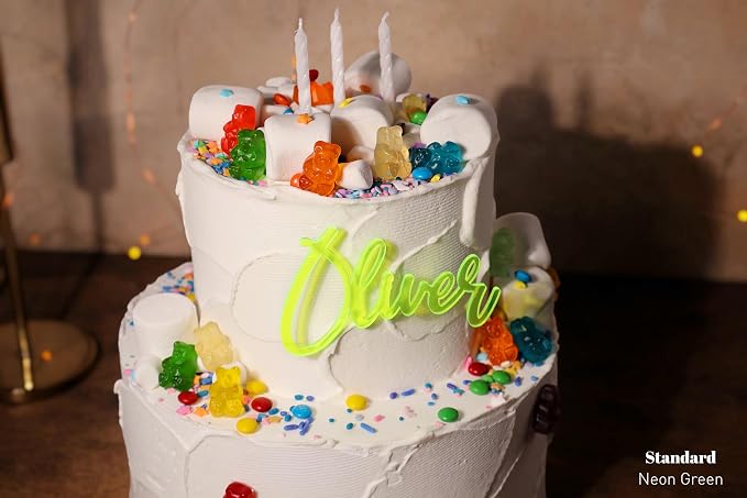 Custom Cake Name Sign | Acrylic Cake Name Plaque | Personalized Cake Name Plate Plaque | Cake Letters | Cake Decoration for Birthday BabyShower Wedding