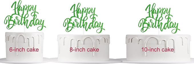 Happy Birthday Cake Decorations, Gold Double-Sided Glitter Letters, Birthday Party Supplies, Cake Topper Decorations (green)