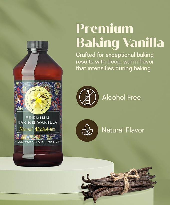 Premium Baking Vanilla Flavor, 16 fl oz - alcohol‑free, Madagascar Bourbon vanilla, sugar‑free, GMO‑free, gluten‑free, vegan, paleo, keto, kosher, and halal