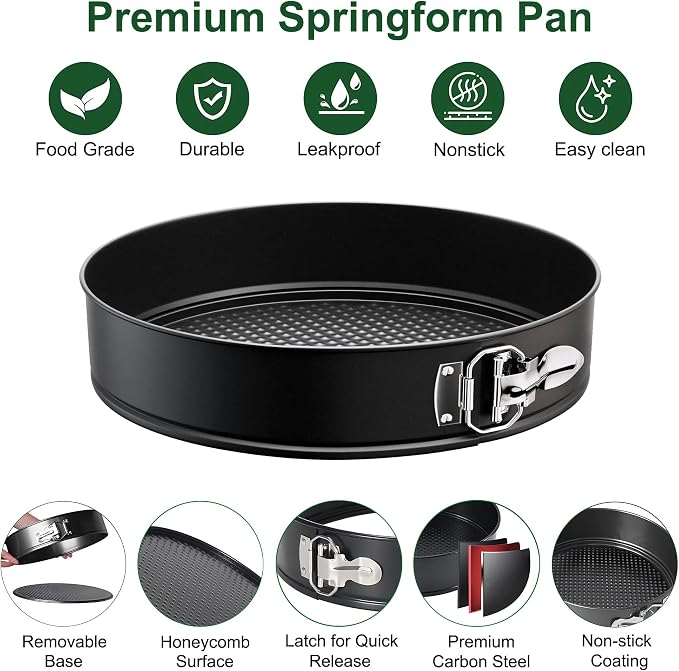 Springform Pan, Nonstick Leakproof Round Cheesecake Pan for Baking, Easy Release, No Parchment Paper Needed (10-inch)
