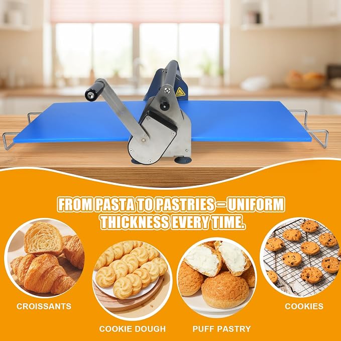 12" Dough Sheeter, Folding Dough Rolling Machine with 2 Rolling Boards, Compact Manual Dough Sheeter Machine