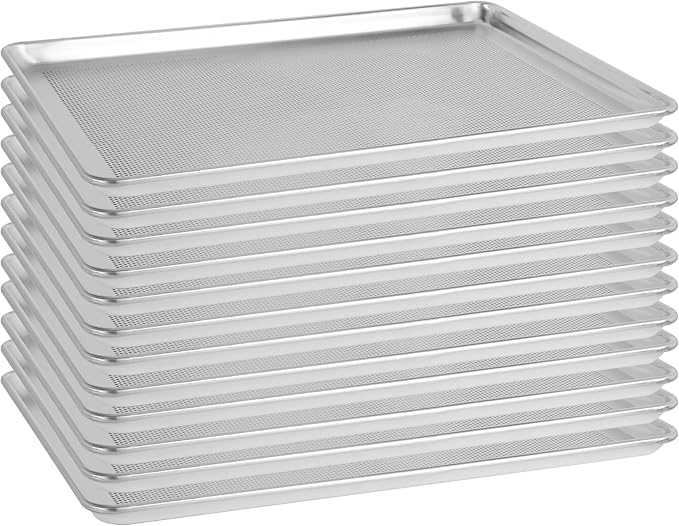 BIEAMA 12 Pack Full Size 26" x 18" Aluminum Baking Sheet Pan Perforated, Commercial Bakery Equipment Cookie Sheets, NSF Approved Baking Tray