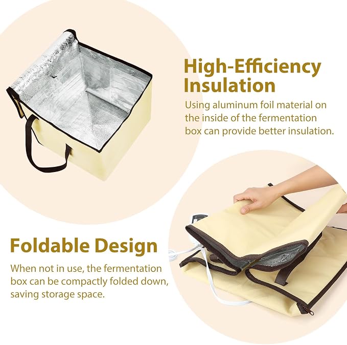 Dough Proofer with Heater, Bread Pizza Dough Proofing kit Temperature Control Proofing Accessories for Making Bread, Yogurt, Natto and Handmade Soap