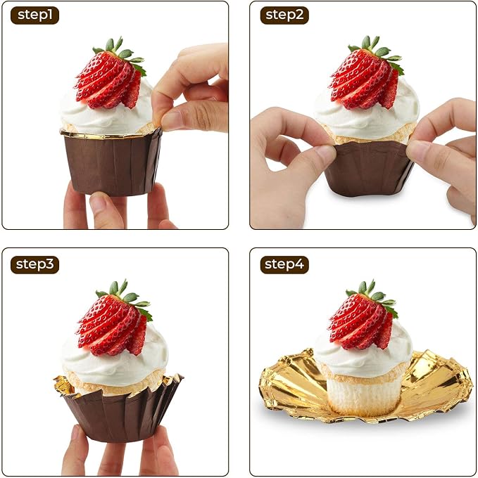 EUSOAR Cupcake Ramekins, 100pcs 3.5 oz Aluminum Foil Muffin Liners, Cupcake Liners, Aluminum Foil Baking Cups, Little Foil Holder Cups for Wedding Birthday Party