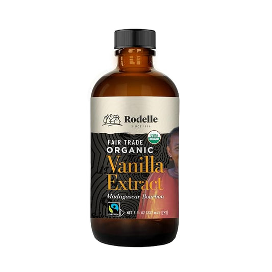 Rodelle Organic Fairtrade Madagascar Vanilla Extract, Made In USA, 8 Fl Oz.