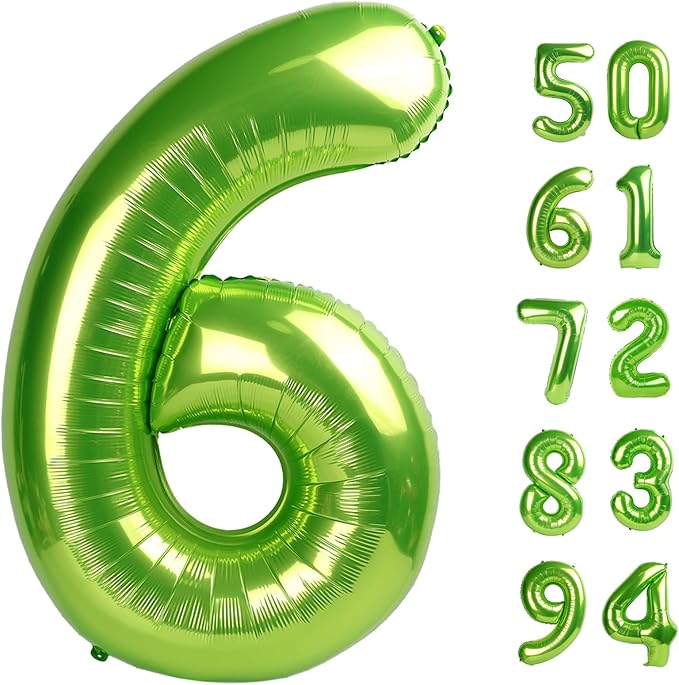 Light Green 6 Balloon, Number Balloons 40 Inch, 6th Balloons for Birthday Decorations, Light Green Party Supplies 6 Birthday Balloon, Number 6 Balloon