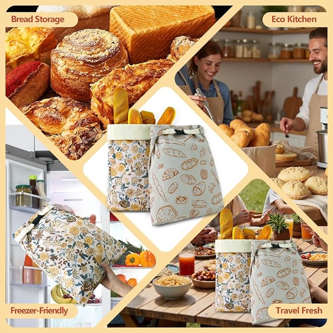 Beeswax Bread Bags for Homemade bread,2 Pack Sourdough Bread Bags,Reusable Bread Bourdough Storage