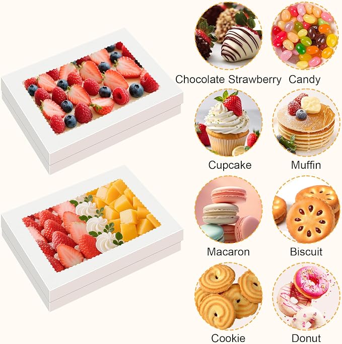 Essenya 15 PCS Sheet Cake Boxes, 19x14x4 Rectangle Cake Box, Half Sheet Cake Box, White Baking Boxes, Large Bakery Boxes, Cajas Para Pasteles, 19x14 Cake Boxes for Birthday, Wedding, Party, Business