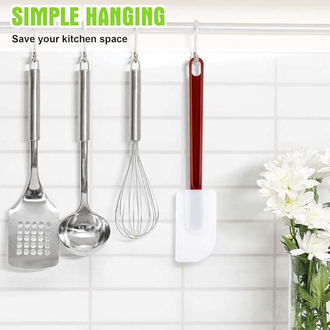 Meekoo 5 Pieces 14 Inch Rubber Spatula, 500°F High Heat Resistant Silicone Spatula Commercial Food Grade for Kitchen Cooking Baking Dishwasher Safe(Brown Red)