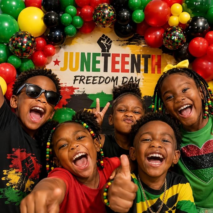 Juneteenth Balloon Garland Arch Kit 203Pcs, Red Yellow Green Black Balloons Arch Kit for Juneteenth Day Decorations Celebration of Freedom Black History Month Africa American Party Decoration