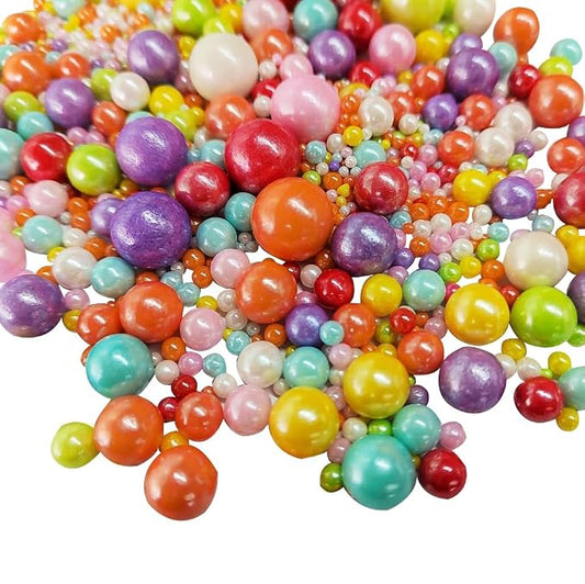 Pastel Pearl Sprinkles for Cake Decorating, Edible Rainbow Pearl Sugar Sprinkles Baking Cake Decorations Cupcake Toppers Cookie Decorating Celebrations Wedding Valentines Supplies 120g/ 4.23oz