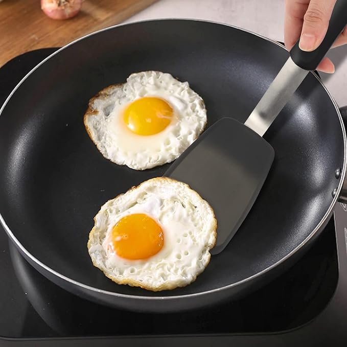 Small Silicone Spatula Turner,BPA-Free Non Scratch Cookware Safe Cooking | Mepple 600°F Heat Resistant Rubber Non-Stick Spatula for Eggs,Burgers,Crepes,Fish Flipping,Steak and More