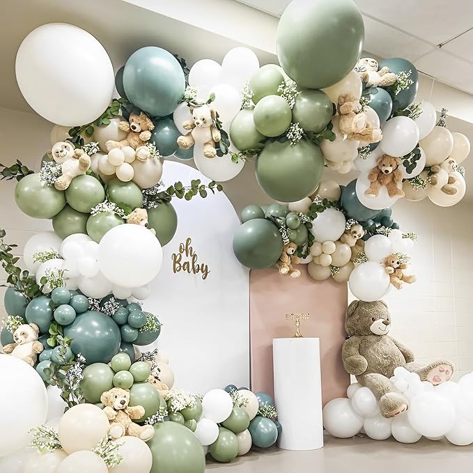 Voircoloria 90pack Sage Green Balloons Different Size 18/12/10/5 Inch Olive Green Balloon Garland Arch Kit for Graduation, Wedding, Birthday, Bridal Shower, Baby Shower, Anniversary Party Decorations
