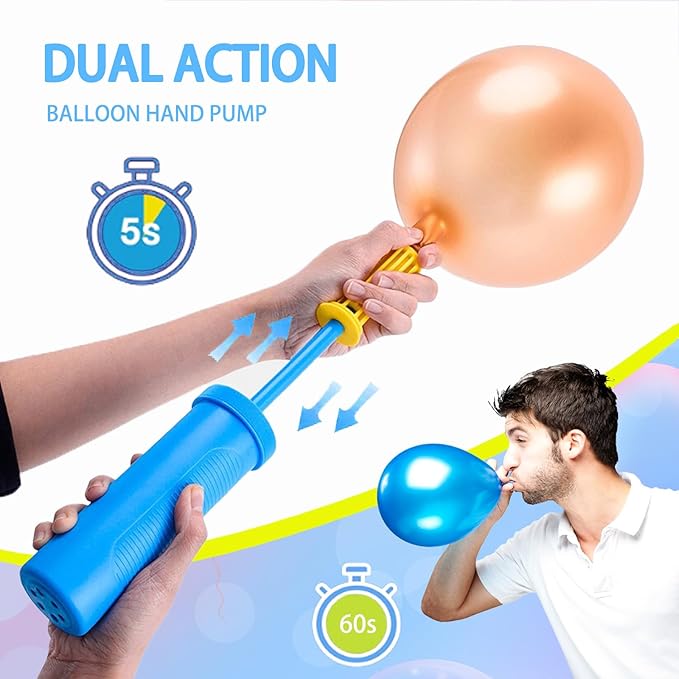 Balloon Pump Hand,Balloon Hand Pump Two-Way Dual Action,Air Pump for Balloons for Birthday Party Decorations, Portable Hand Pump for Balloons. (Pack of 1)