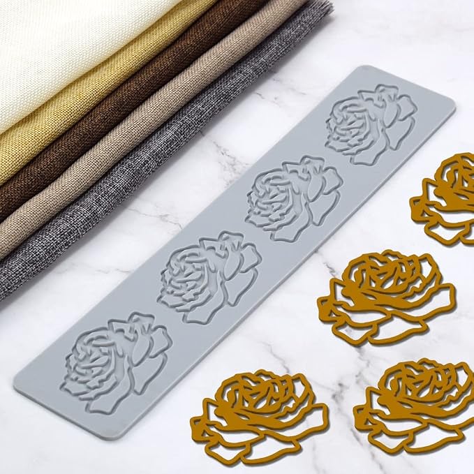 TUKE 3D Leaves Silicone Molds Flower Cake Fondant Mat Bee Leaf Pastry Moulds Rose Impression Chocolate Hollow Lace Mold (Rose_13x2.8x0.12inch_E)