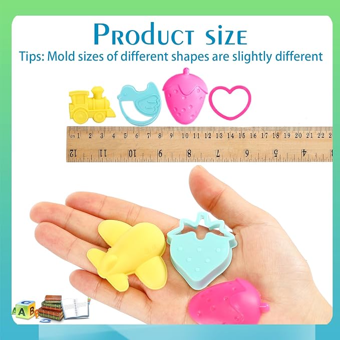 40 Pieces Mini Dough Tools Set for Kids Ages 3-8 Plastic 1 Inch Cookie Cutters Various Colorful Sand Molds and Fruit Shapes Accessories for Kindergarten Classroom, Party Favors Set Children's Gifts
