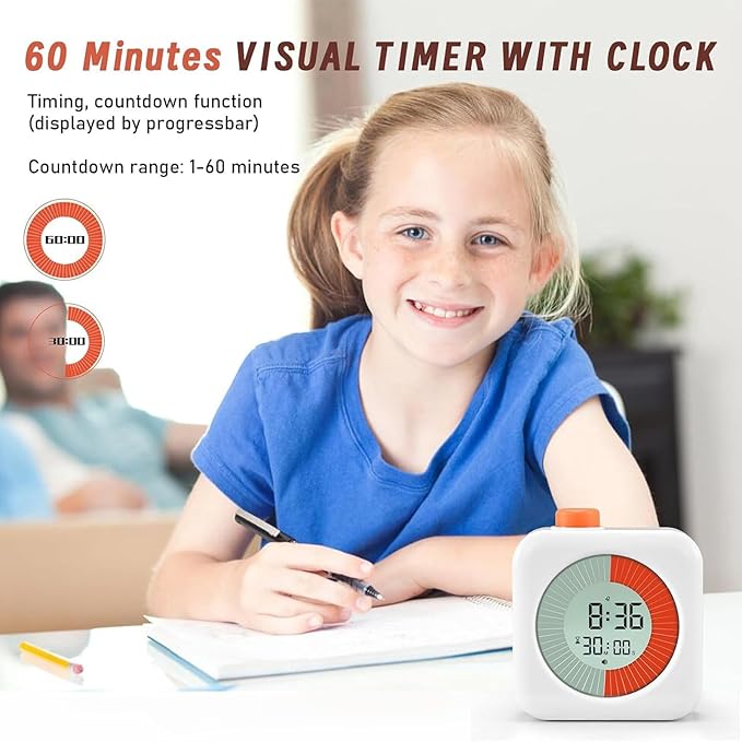 EooCoo Back to School Supplies Visual Timer 60-Minute Countdown (3-in-1) for Kids, Time Management Tool, Classroom Essential, Ideal Back-to-School Teacher Gift, Homeschool, Kitchen, ADHD Users