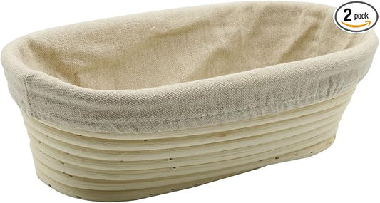 10 inch Oval Banneton Bread Proofing Basket, BetterJonny Artisan Bread Dough Proofing Rattan Basket +Liner Combo for Professional and Home Bakers
