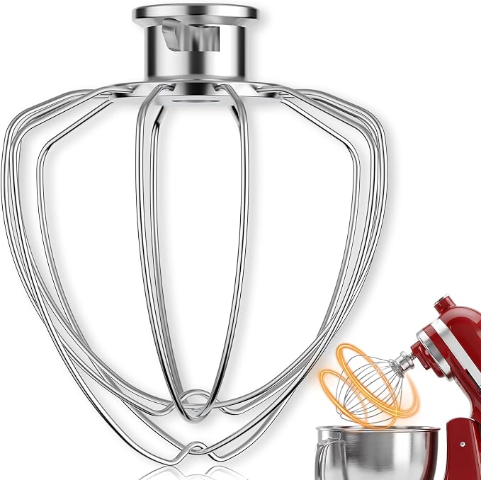 6-Wire Whip Attachment Fits KitchenAid Tilt-Head Stand Mixer Replace K45WW, Stainless Steel, Egg Heavy Cream Beater, Cakes Mayonnaise Whisk