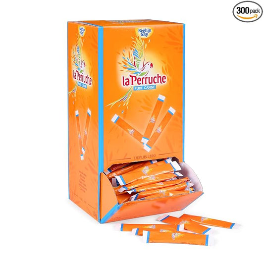 La Perruche Dispenser Box - Brown Sugar Packets for Coffee, 300ct, Pure Cane Sugar in Individual Sticks, 300 x .14oz