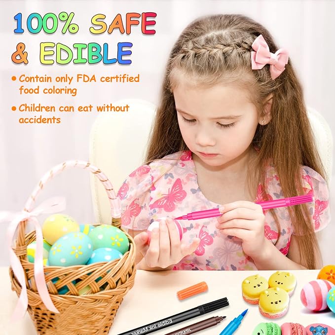 Food Coloring Pens, 12Pcs Double Sided Edible Food Coloring Markers with Fine and Thick Tip, Food Grade Gourmet Writers for DIY Cake Decorating, Cookies, Frosting, Fondant, Easter Eggs